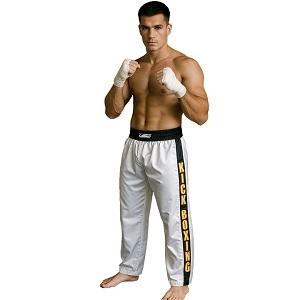 FIGHT-FIT - Kick-Boxing Hosen / Satin / Kick-Boxing / Weiss / Large