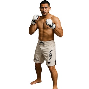 FIGHT-FIT - Fightshorts MMA Shorts / Brazilian / Weiss / Large