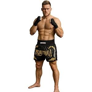 FIGHTERS - Muay Thai Shorts / Schwarz-Gold / Medium